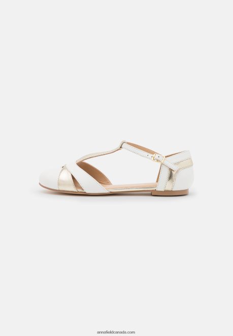 Anna Field Women Leather Ankle Strap Ballet Pumps White H42J4Z2175
