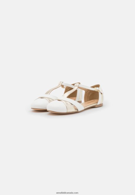 Anna Field Women Leather Ankle Strap Ballet Pumps White H42J4Z2175