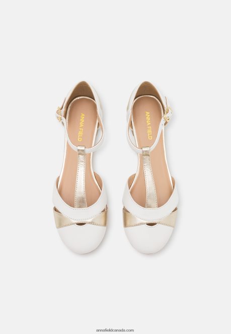 Anna Field Women Leather Ankle Strap Ballet Pumps White H42J4Z2175