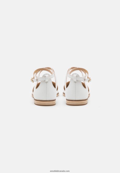 Anna Field Women Leather Ankle Strap Ballet Pumps White H42J4Z2180