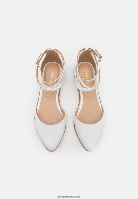 Anna Field Women Leather Ankle Strap Ballet Pumps White H42J4Z2180