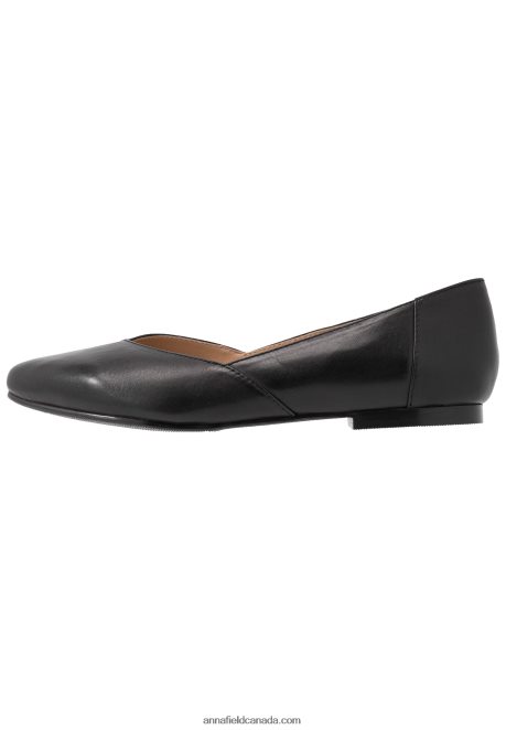 Anna Field Women Leather Ballerinas Ballet Pumps Black H42J4Z2090