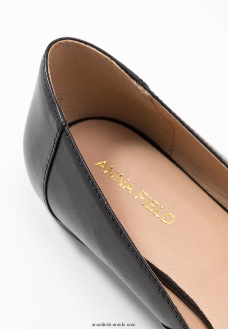 Anna Field Women Leather Ballerinas Ballet Pumps Black H42J4Z2090