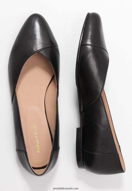 Anna Field Women Leather Ballerinas Ballet Pumps Black H42J4Z2090