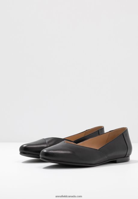 Anna Field Women Leather Ballerinas Ballet Pumps Black H42J4Z2090