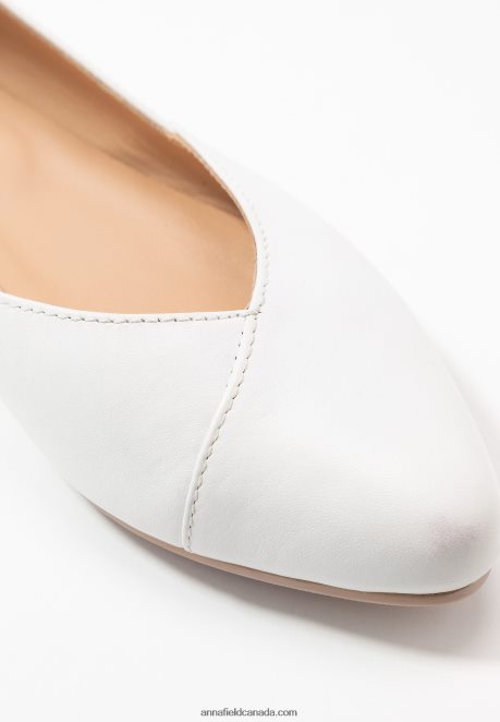 Anna Field Women Leather Ballerinas Ballet Pumps White H42J4Z2135