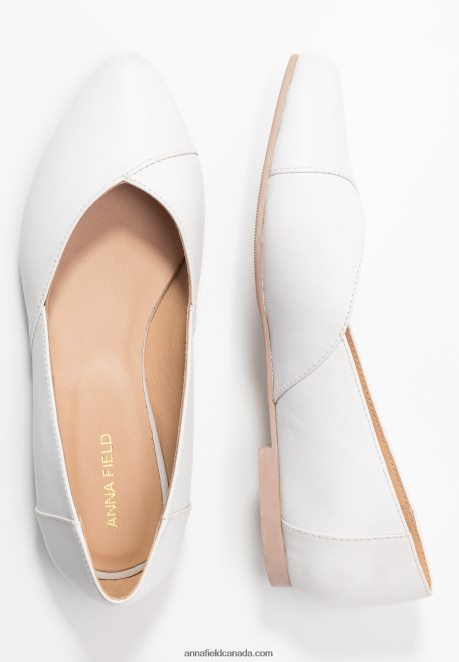 Anna Field Women Leather Ballerinas Ballet Pumps White H42J4Z2135