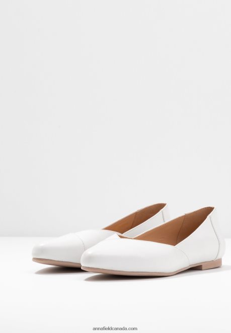 Anna Field Women Leather Ballerinas Ballet Pumps White H42J4Z2135