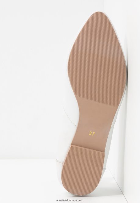 Anna Field Women Leather Ballerinas Ballet Pumps White H42J4Z2135