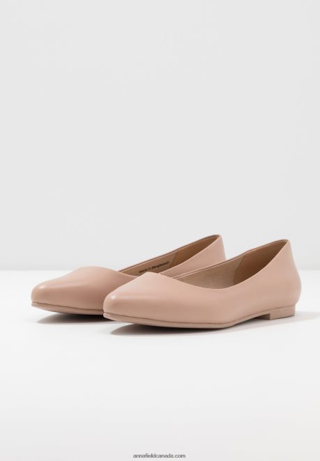 Anna Field Women Leather Ballet Pumps Beige H42J4Z2069