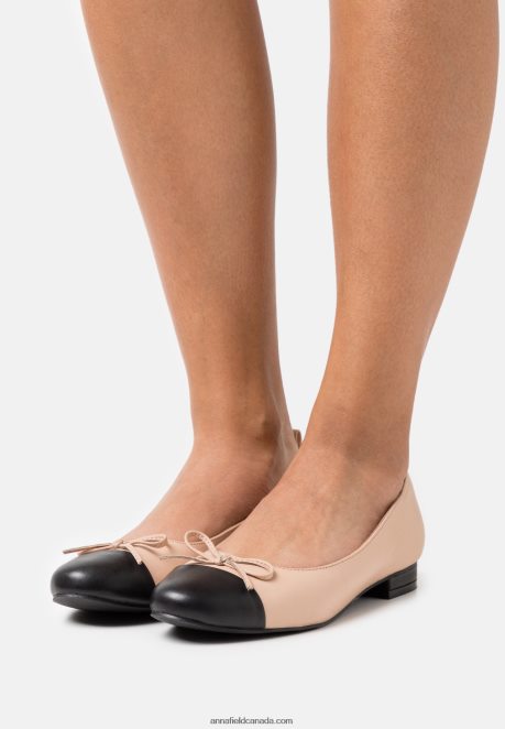 Anna Field Women Leather Ballet Pumps Beige H42J4Z2073