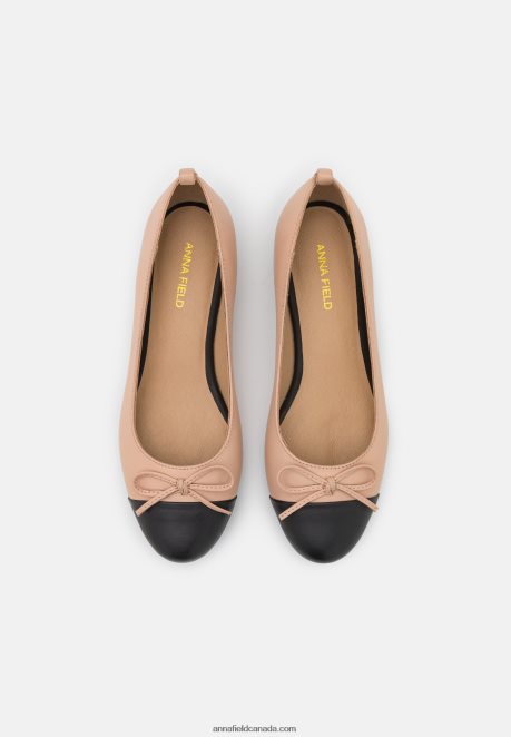 Anna Field Women Leather Ballet Pumps Beige H42J4Z2073