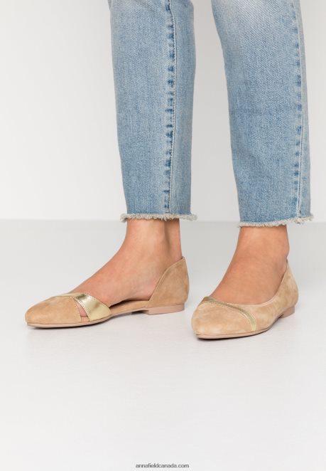 Anna Field Women Leather Ballet Pumps Beige H42J4Z2106
