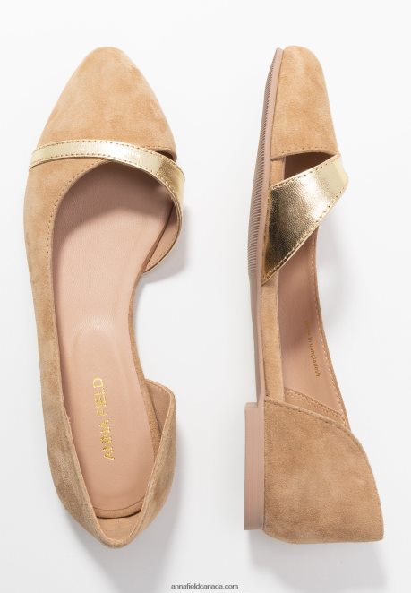 Anna Field Women Leather Ballet Pumps Beige H42J4Z2106
