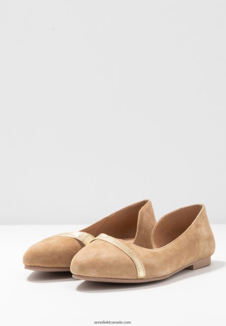 Anna Field Women Leather Ballet Pumps Beige H42J4Z2106