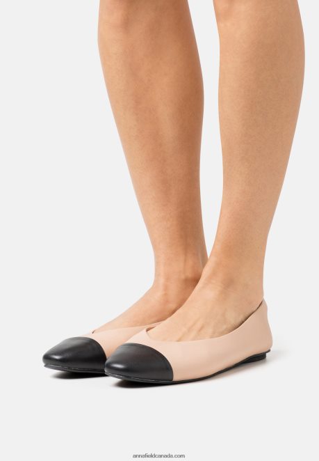 Anna Field Women Leather Ballet Pumps Beige H42J4Z2116