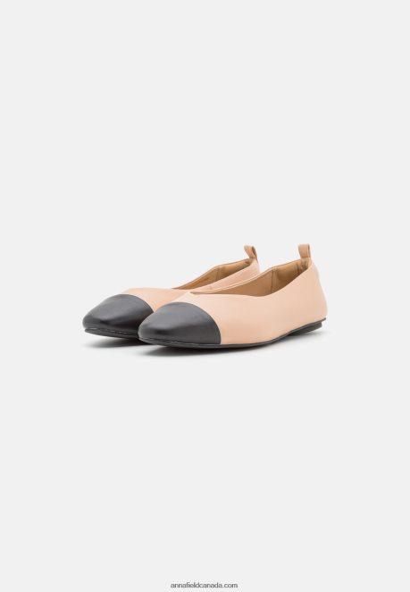Anna Field Women Leather Ballet Pumps Beige H42J4Z2116