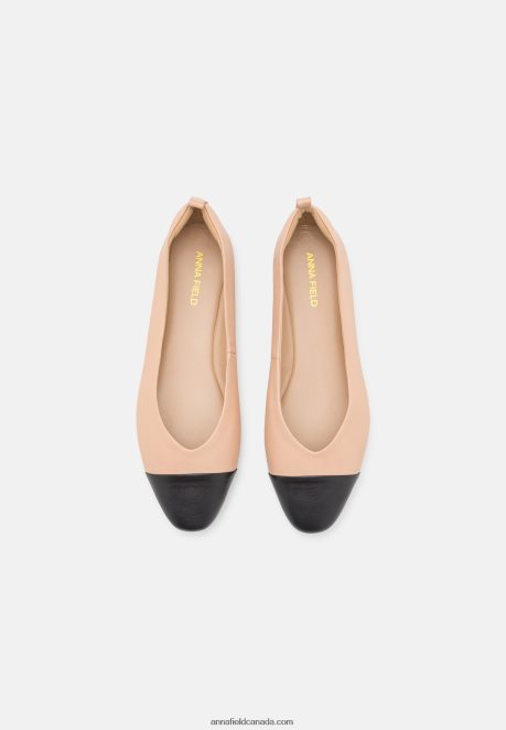 Anna Field Women Leather Ballet Pumps Beige H42J4Z2116
