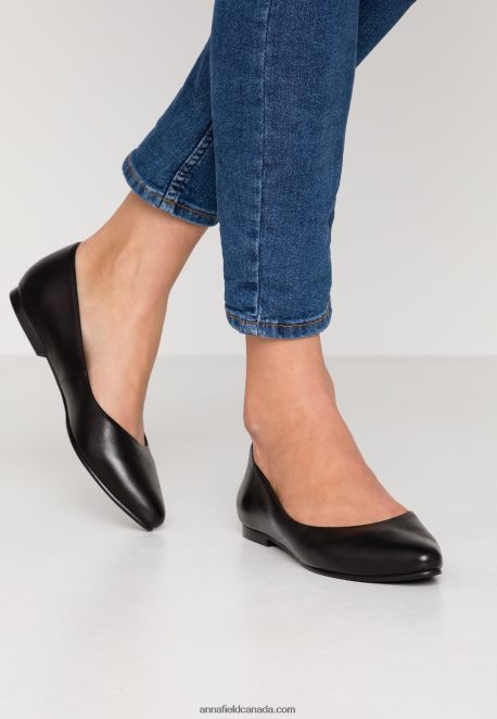 Anna Field Women Leather Ballet Pumps Black H42J4Z2077