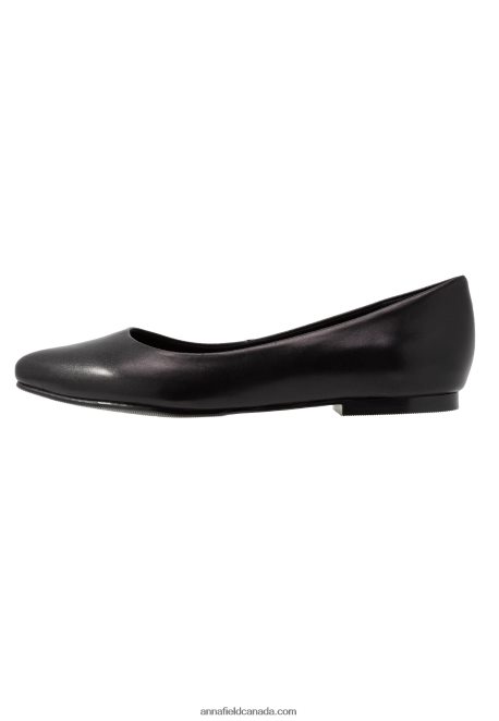 Anna Field Women Leather Ballet Pumps Black H42J4Z2077