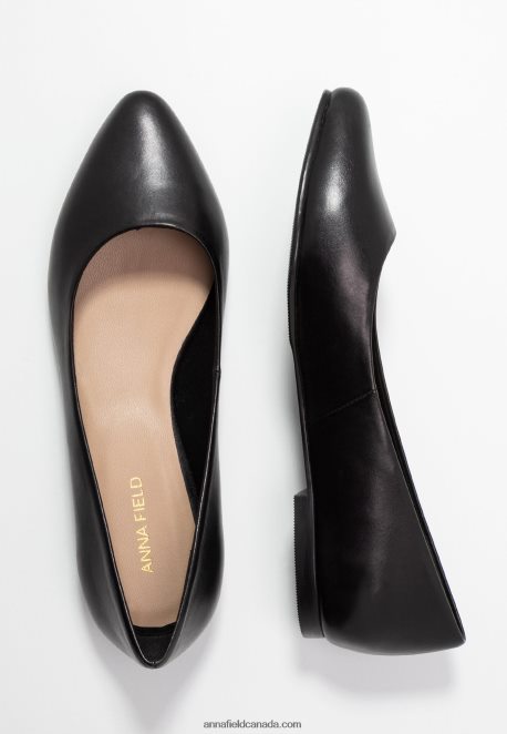 Anna Field Women Leather Ballet Pumps Black H42J4Z2077