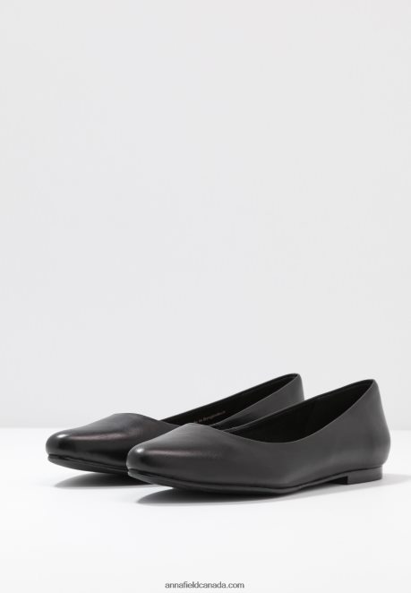 Anna Field Women Leather Ballet Pumps Black H42J4Z2077