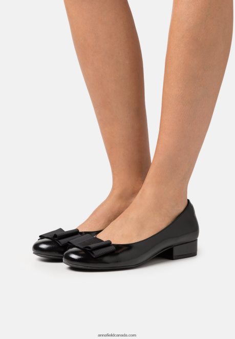 Anna Field Women Leather Ballet Pumps Black H42J4Z2112