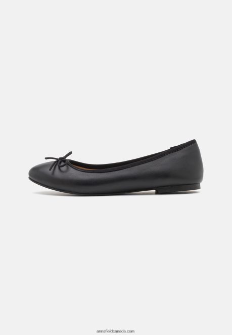 Anna Field Women Leather Ballet Pumps Black H42J4Z2113