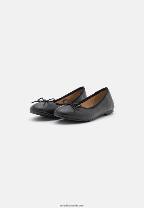 Anna Field Women Leather Ballet Pumps Black H42J4Z2113