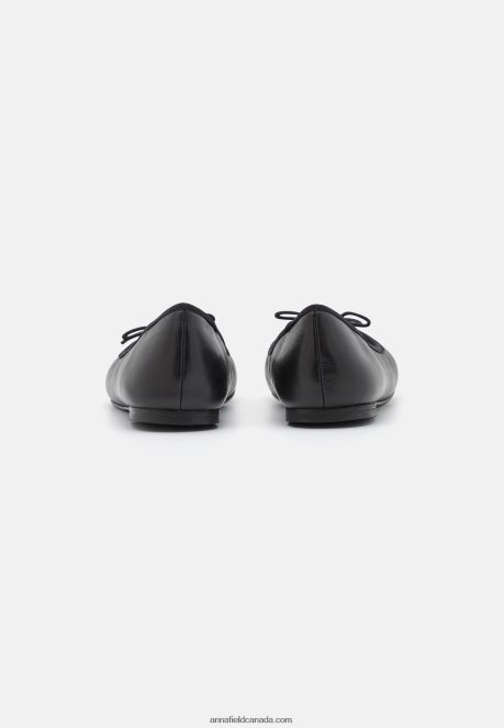 Anna Field Women Leather Ballet Pumps Black H42J4Z2113