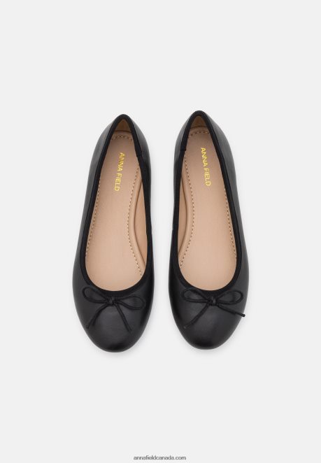 Anna Field Women Leather Ballet Pumps Black H42J4Z2113
