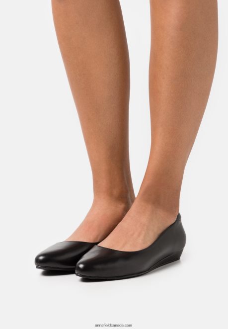 Anna Field Women Leather Ballet Pumps Black H42J4Z2119