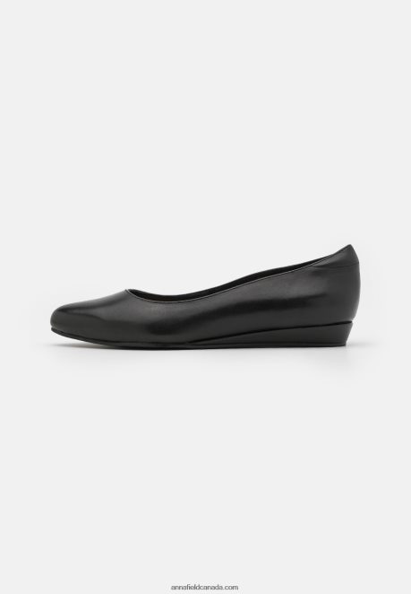Anna Field Women Leather Ballet Pumps Black H42J4Z2119
