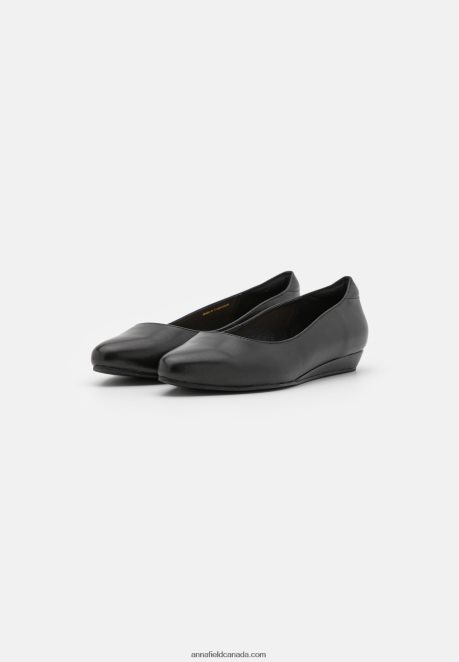 Anna Field Women Leather Ballet Pumps Black H42J4Z2119
