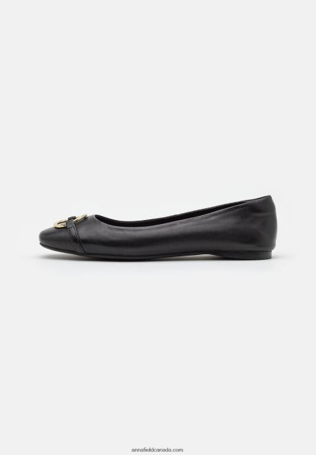 Anna Field Women Leather Ballet Pumps Black H42J4Z2145