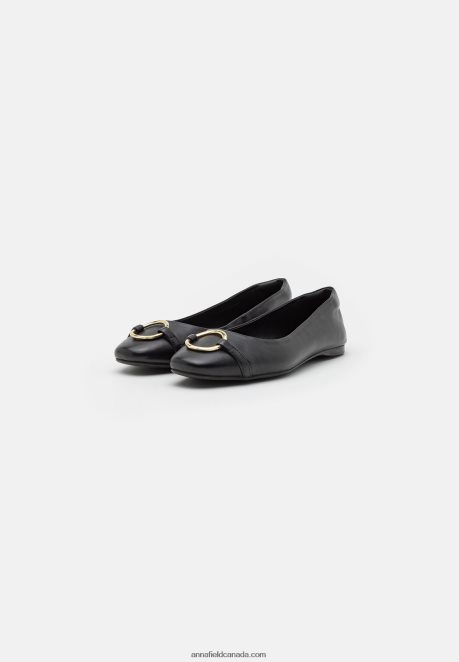 Anna Field Women Leather Ballet Pumps Black H42J4Z2145