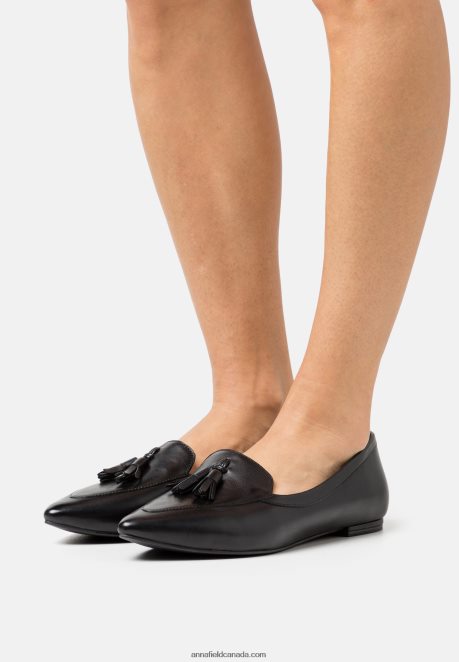 Anna Field Women Leather Ballet Pumps Black H42J4Z2151