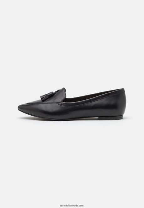 Anna Field Women Leather Ballet Pumps Black H42J4Z2151