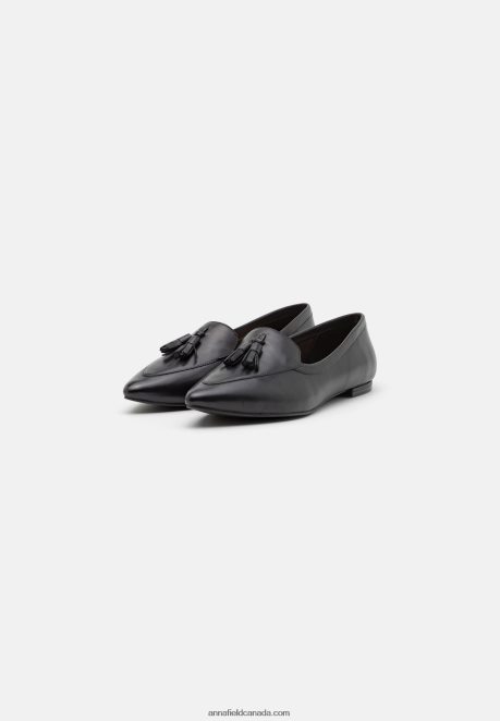 Anna Field Women Leather Ballet Pumps Black H42J4Z2151