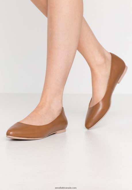 Anna Field Women Leather Ballet Pumps Cognac H42J4Z2066