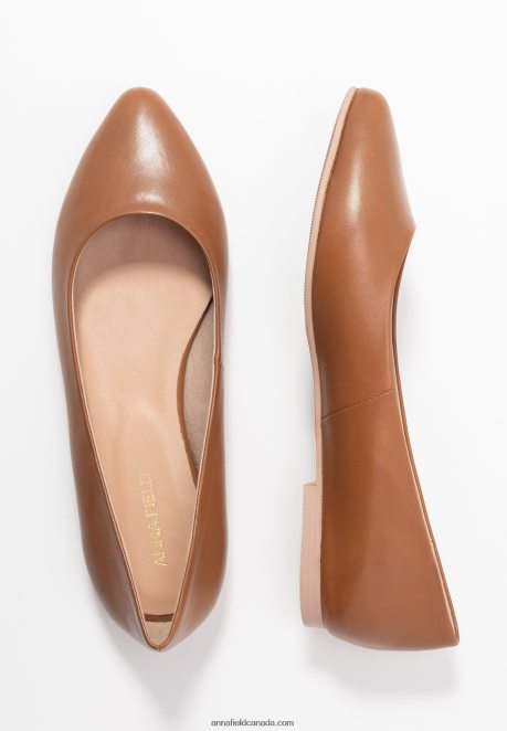 Anna Field Women Leather Ballet Pumps Cognac H42J4Z2066