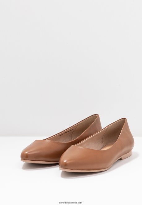 Anna Field Women Leather Ballet Pumps Cognac H42J4Z2066