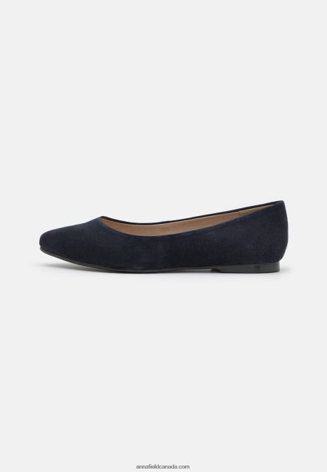 Anna Field Women Leather Ballet Pumps Dark Blue H42J4Z2084