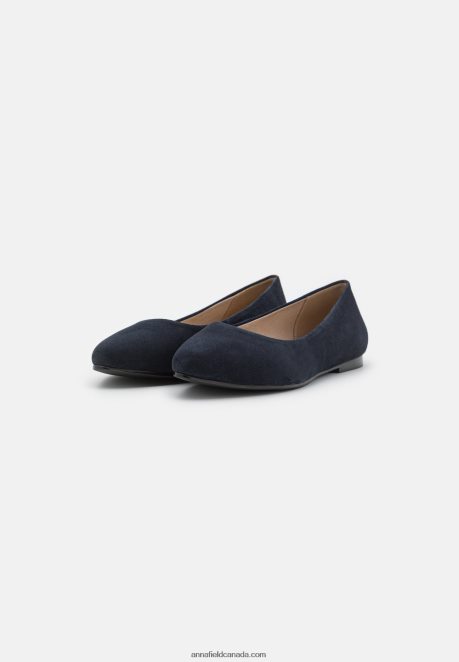Anna Field Women Leather Ballet Pumps Dark Blue H42J4Z2084