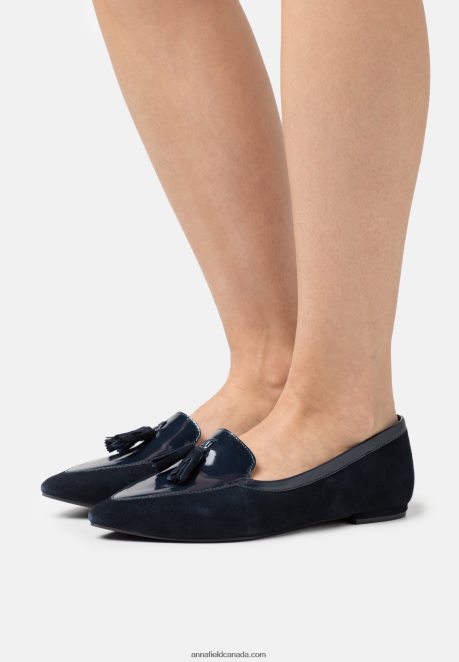 Anna Field Women Leather Ballet Pumps Dark Blue H42J4Z2139