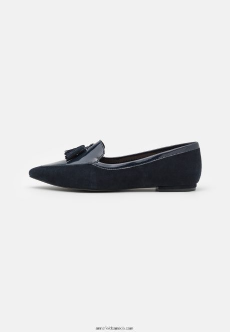 Anna Field Women Leather Ballet Pumps Dark Blue H42J4Z2139