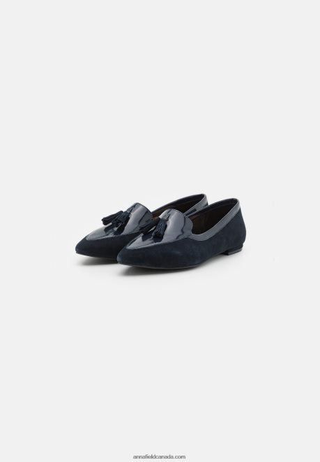 Anna Field Women Leather Ballet Pumps Dark Blue H42J4Z2139