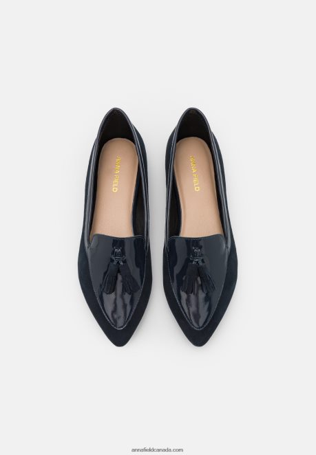 Anna Field Women Leather Ballet Pumps Dark Blue H42J4Z2139