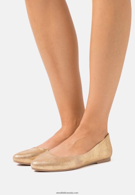 Anna Field Women Leather Ballet Pumps Gold H42J4Z2104