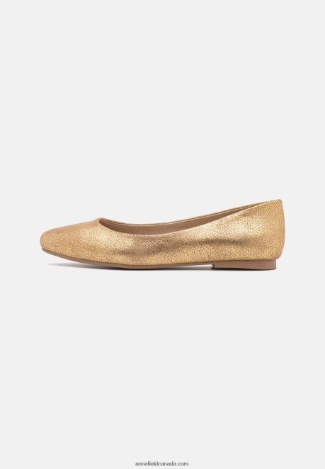 Anna Field Women Leather Ballet Pumps Gold H42J4Z2104